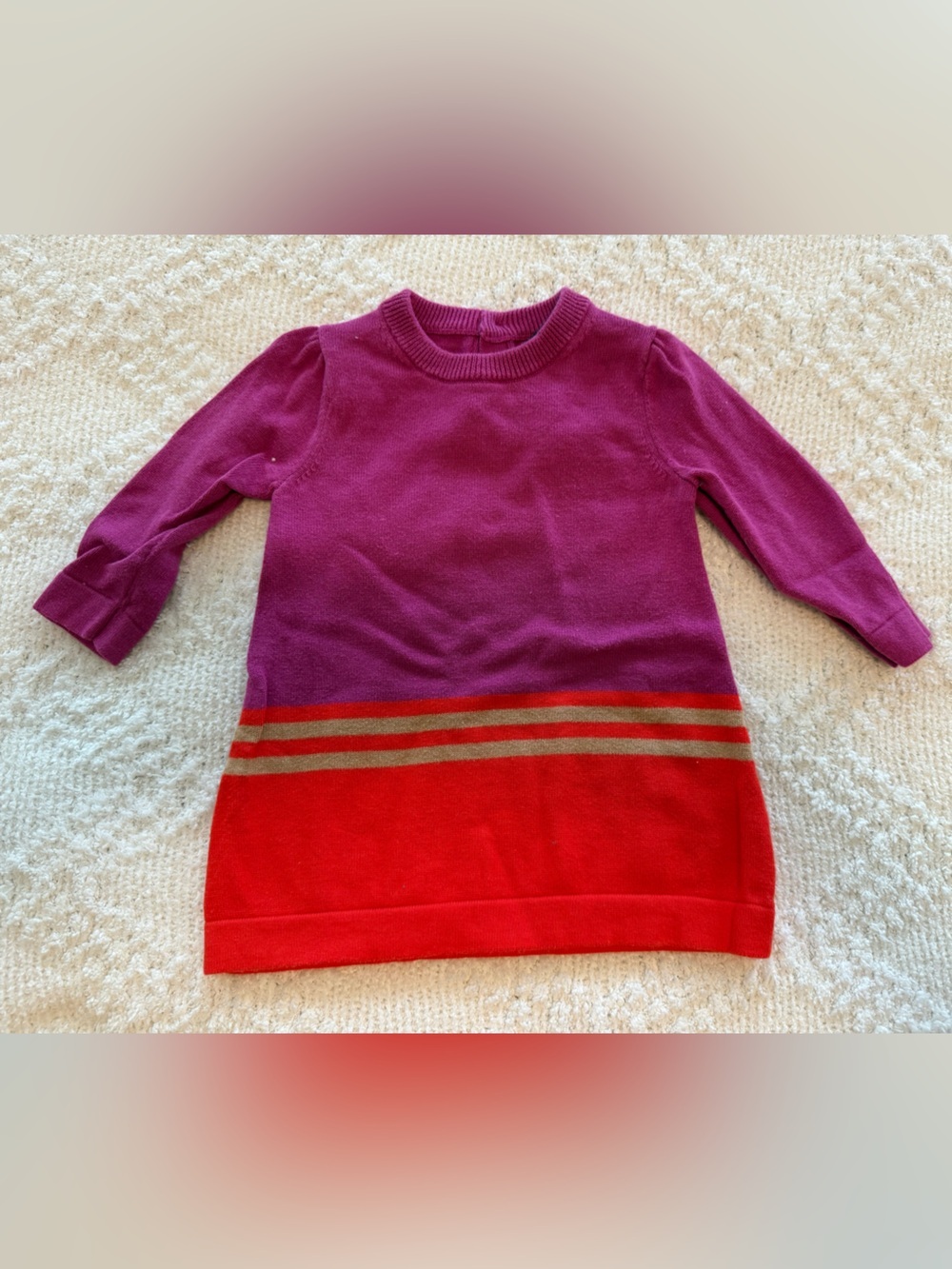 GAP Girls Colorblock Crewneck Sweater Dress in Magenta and Red